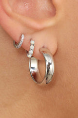 Silver iridescent huggie hoop earrings - 7mm