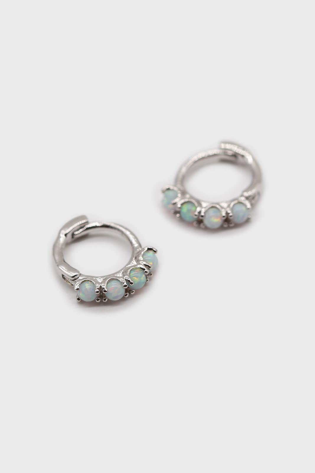 Silver iridescent huggie hoop earrings - 7mm