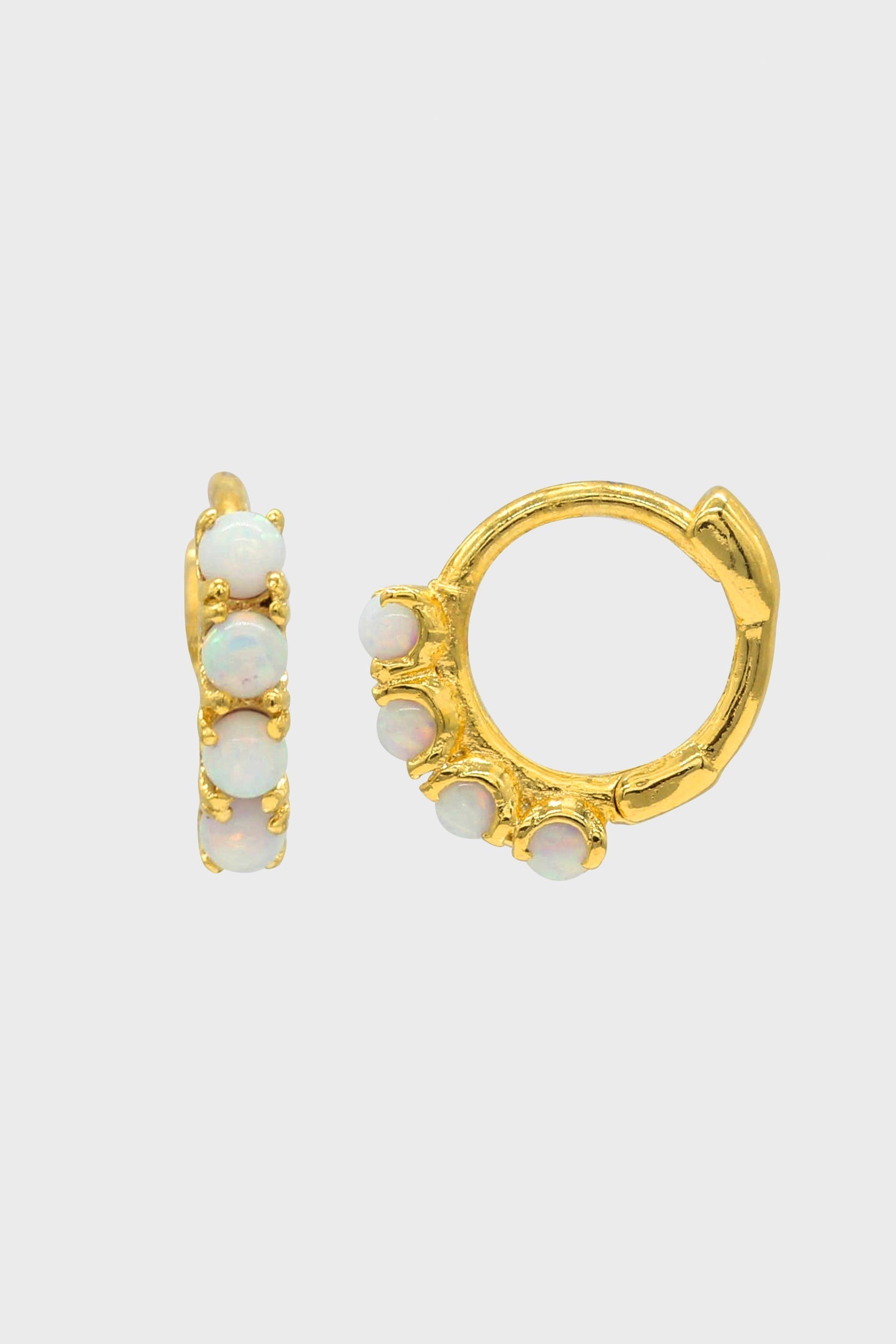 Gold iridescent huggie hoop earrings - 7mm
