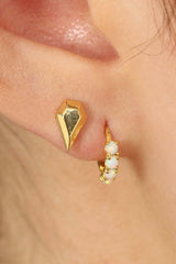 Gold iridescent huggie hoop earrings - 7mm