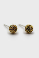 Gold rainbow stone ball stud earrings