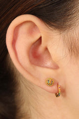 Gold rainbow stone ball stud earrings
