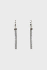 Silver dangling diamante bar hoop earrings