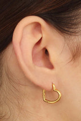 Gold small heart hoop earrings