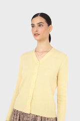 Pale yellow cashmere blend cardigan