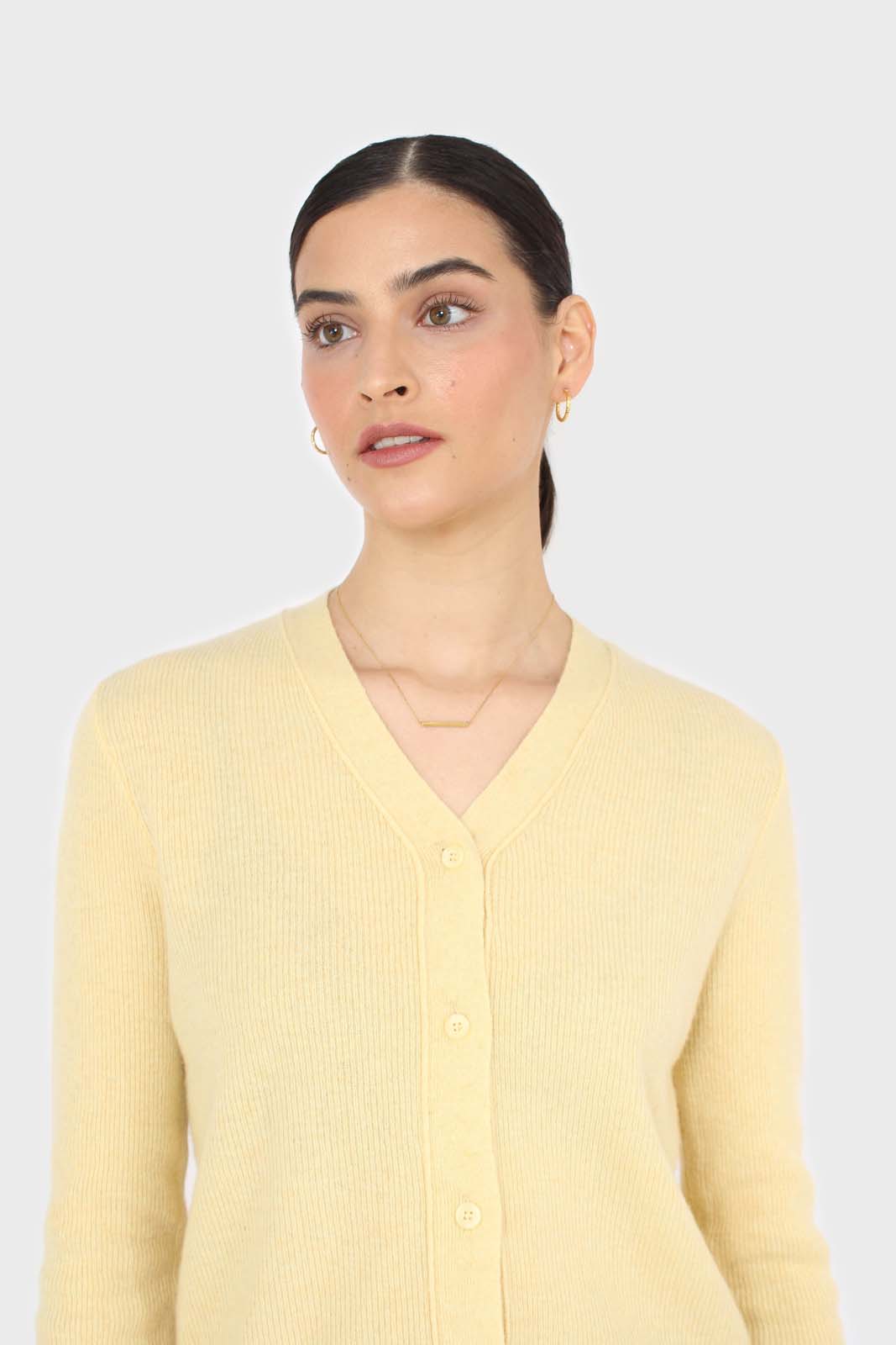 Pale yellow cashmere blend cardigan