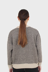 Ivory and black herringbone jumper