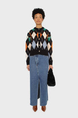 Black and orange argyle cardigan