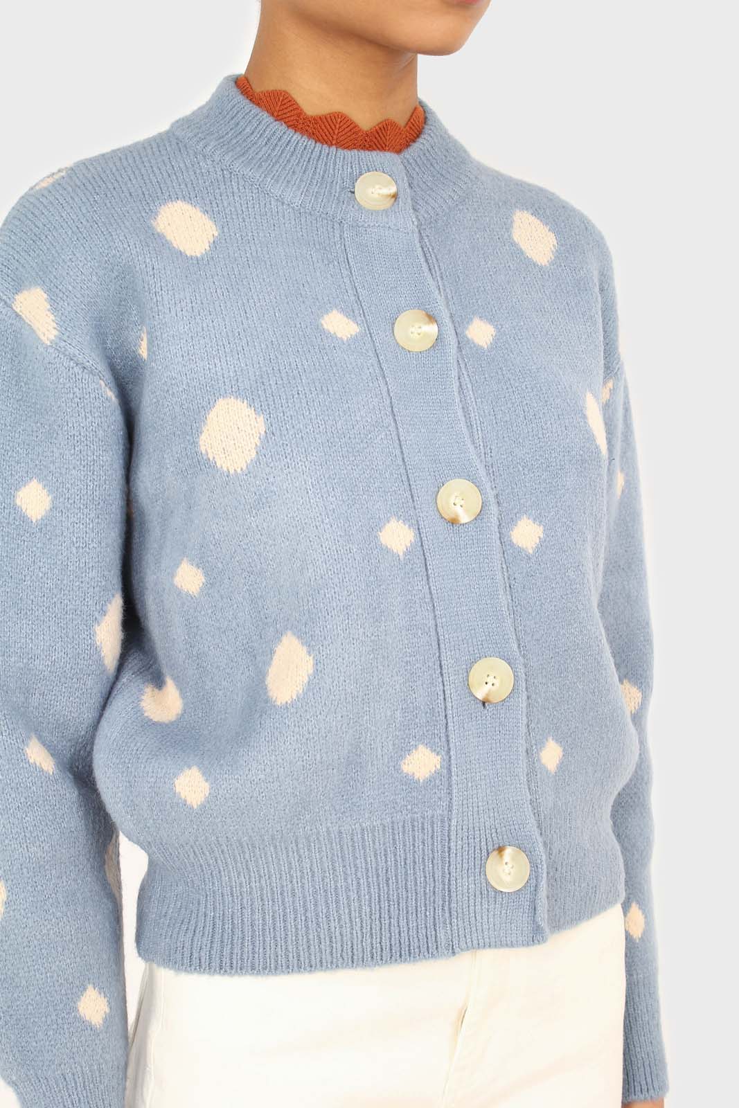 Blue and white dots cardigan