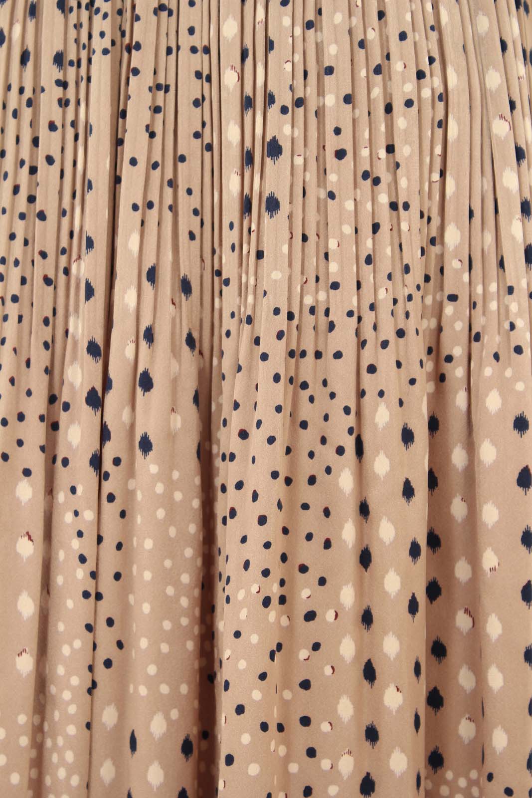 Beige leopard micro pleated satin skirt