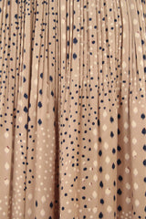 Beige leopard micro pleated satin skirt