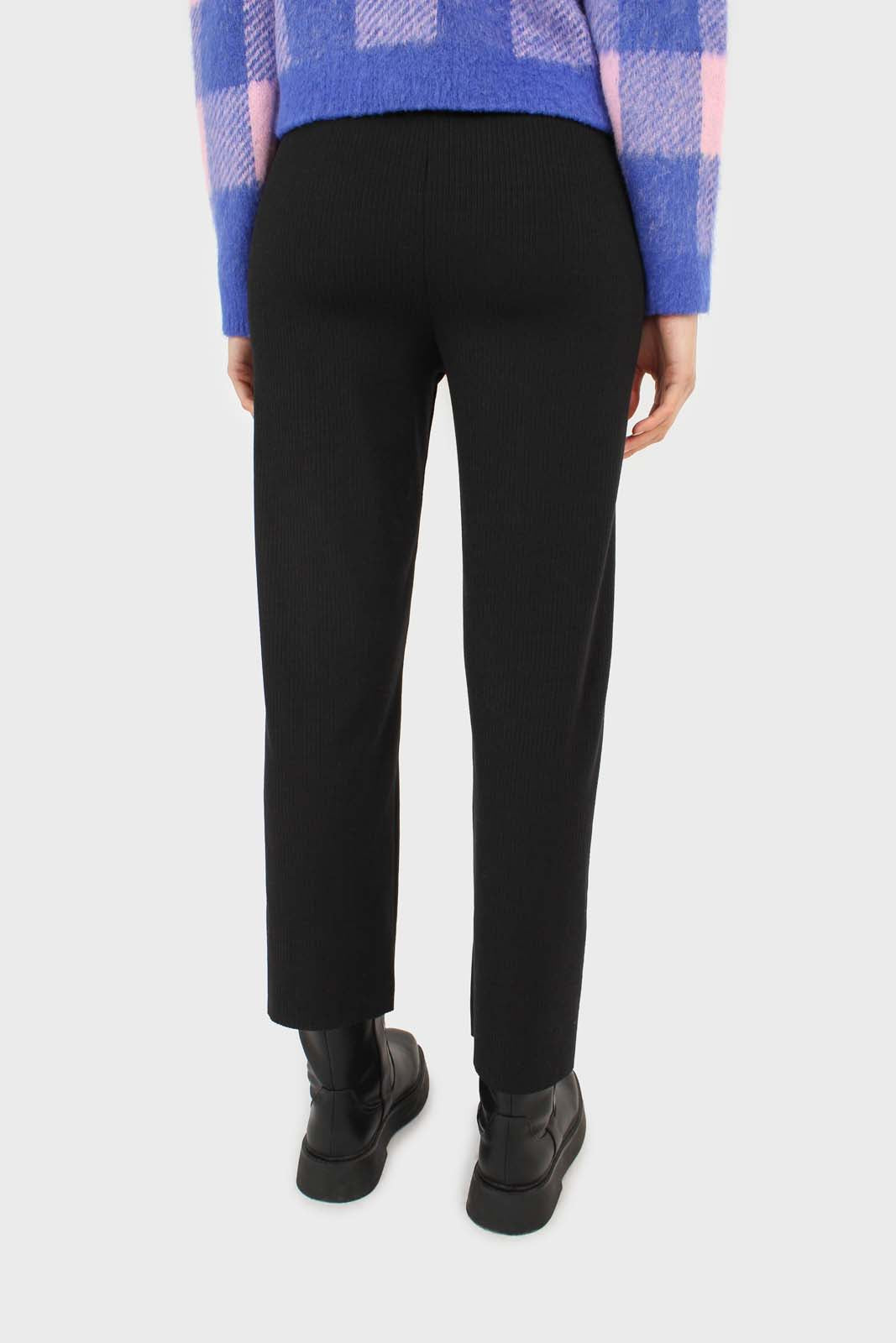 Black ribbed loose fit knit trousers