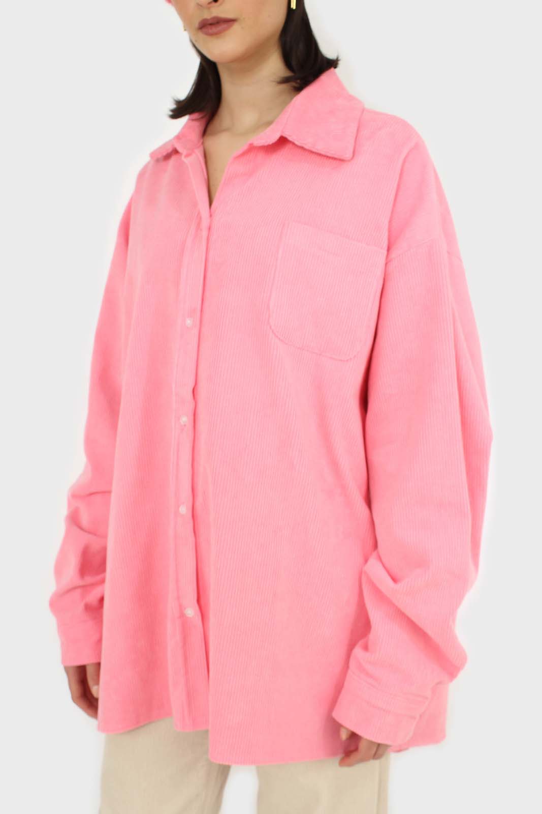 Neon pink corduroy oversized shirt