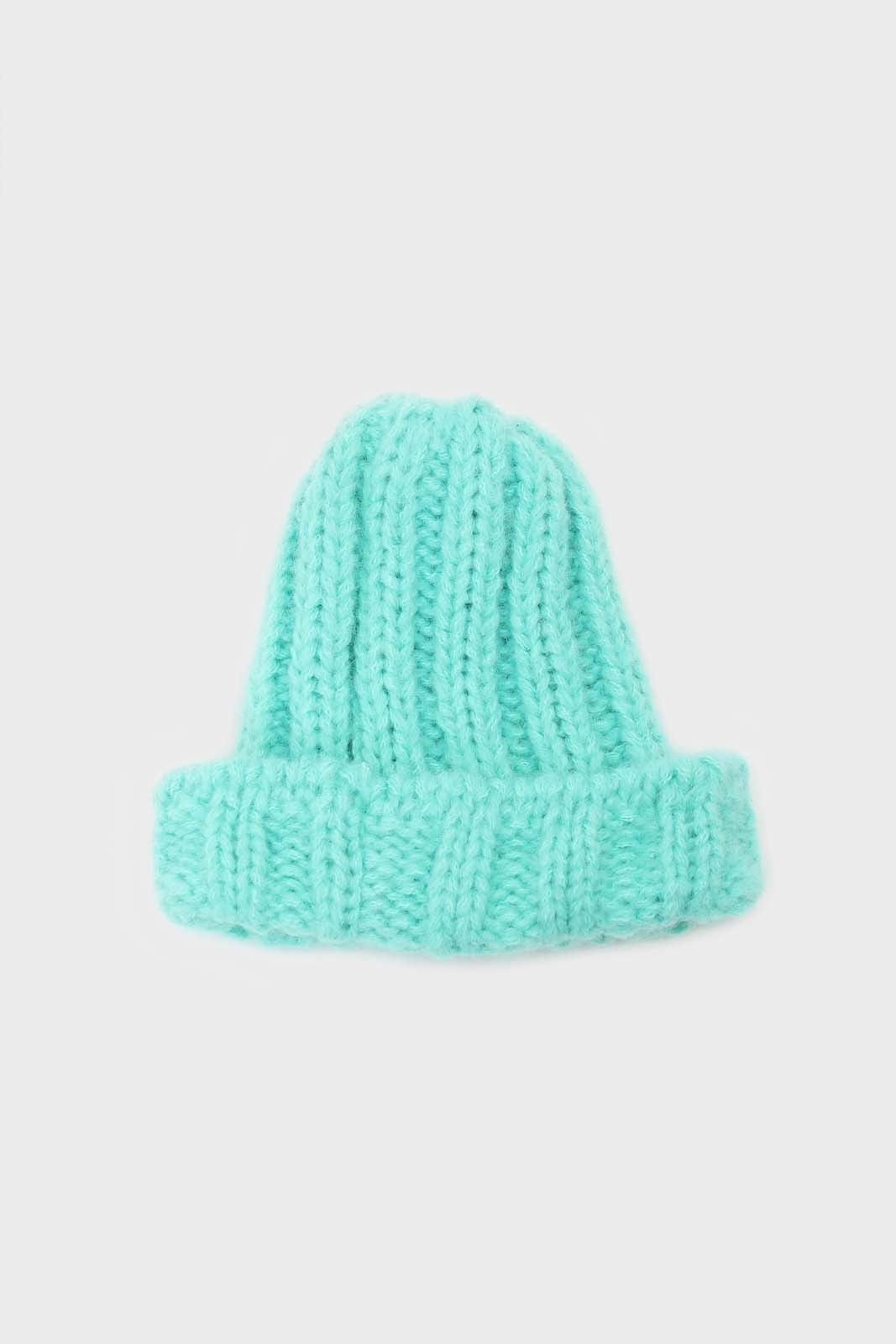 Mint large ribbed wool beanie hat