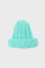 Mint large ribbed wool beanie hat