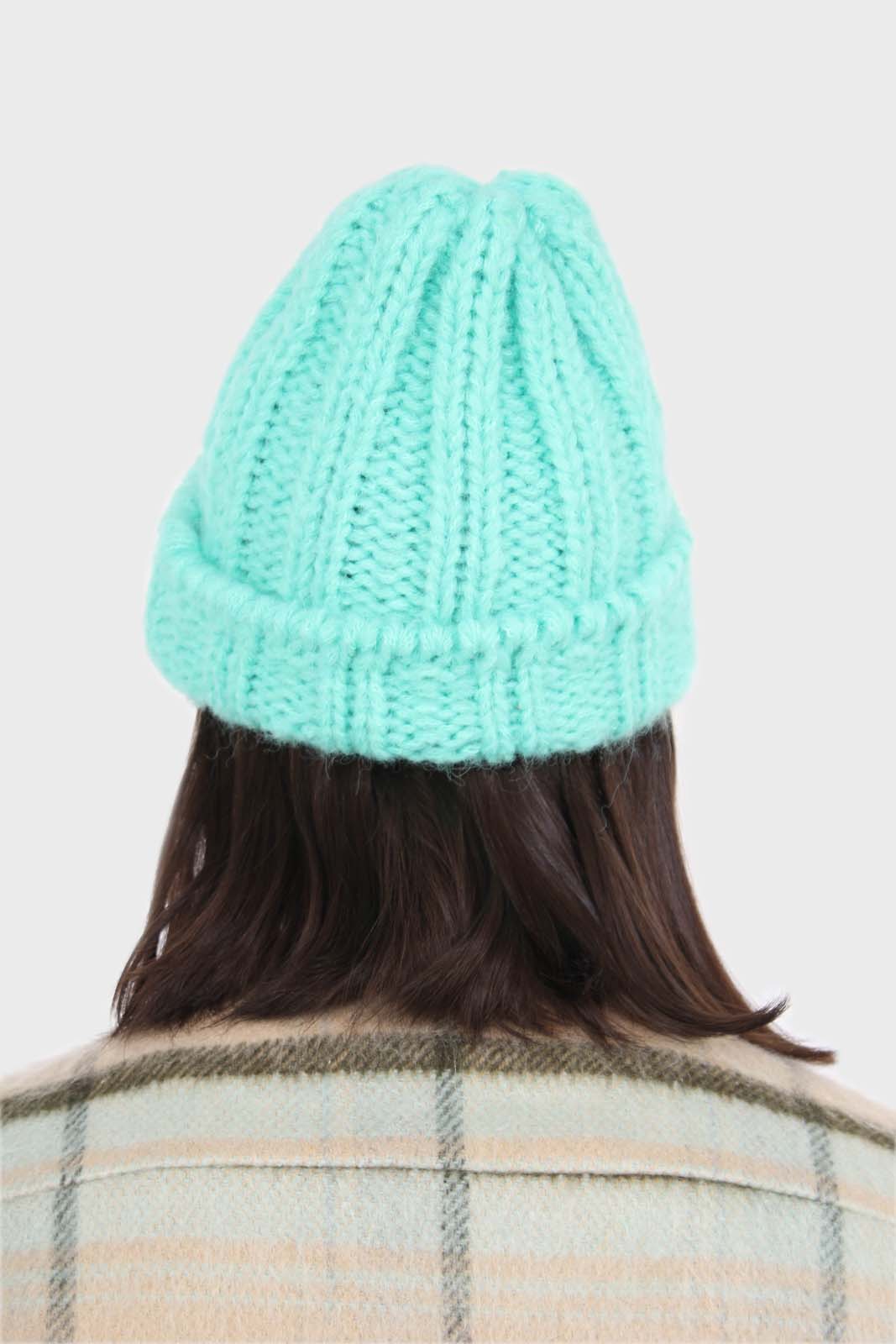 Mint large ribbed wool beanie hat