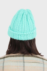 Mint large ribbed wool beanie hat