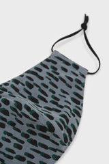 Blue patterned micro ribbed cotton mask