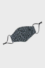 Blue patterned micro ribbed cotton mask