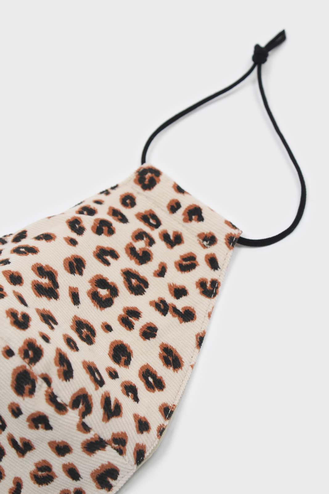 Ivory leopard micro ribbed cotton mask