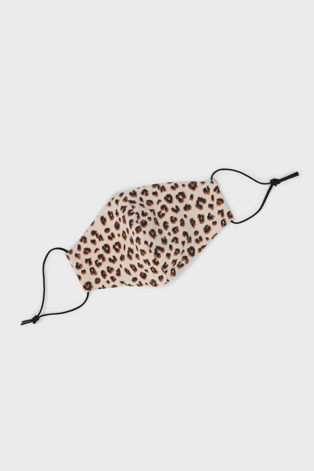 Ivory leopard micro ribbed cotton mask