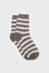 Cocoa and beige striped angora socks