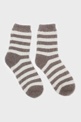 Cocoa and beige striped angora socks