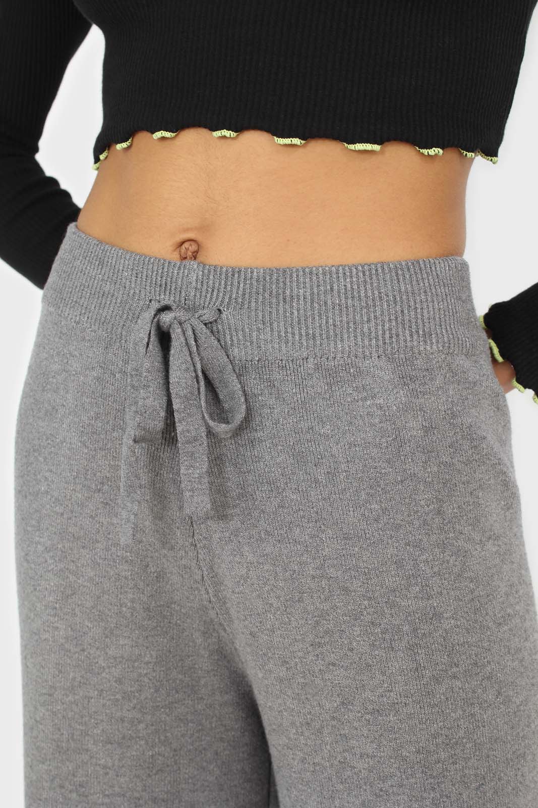 Grey smooth loose fit knit trousers