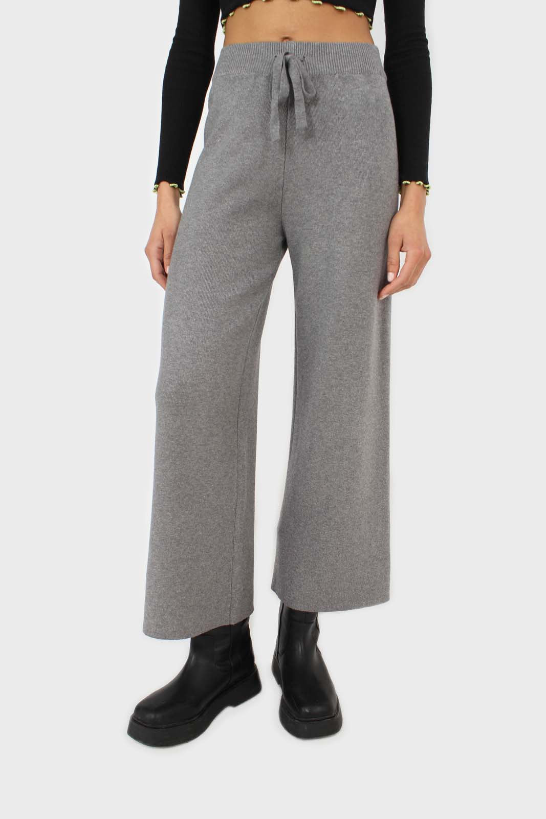 Grey smooth loose fit knit trousers