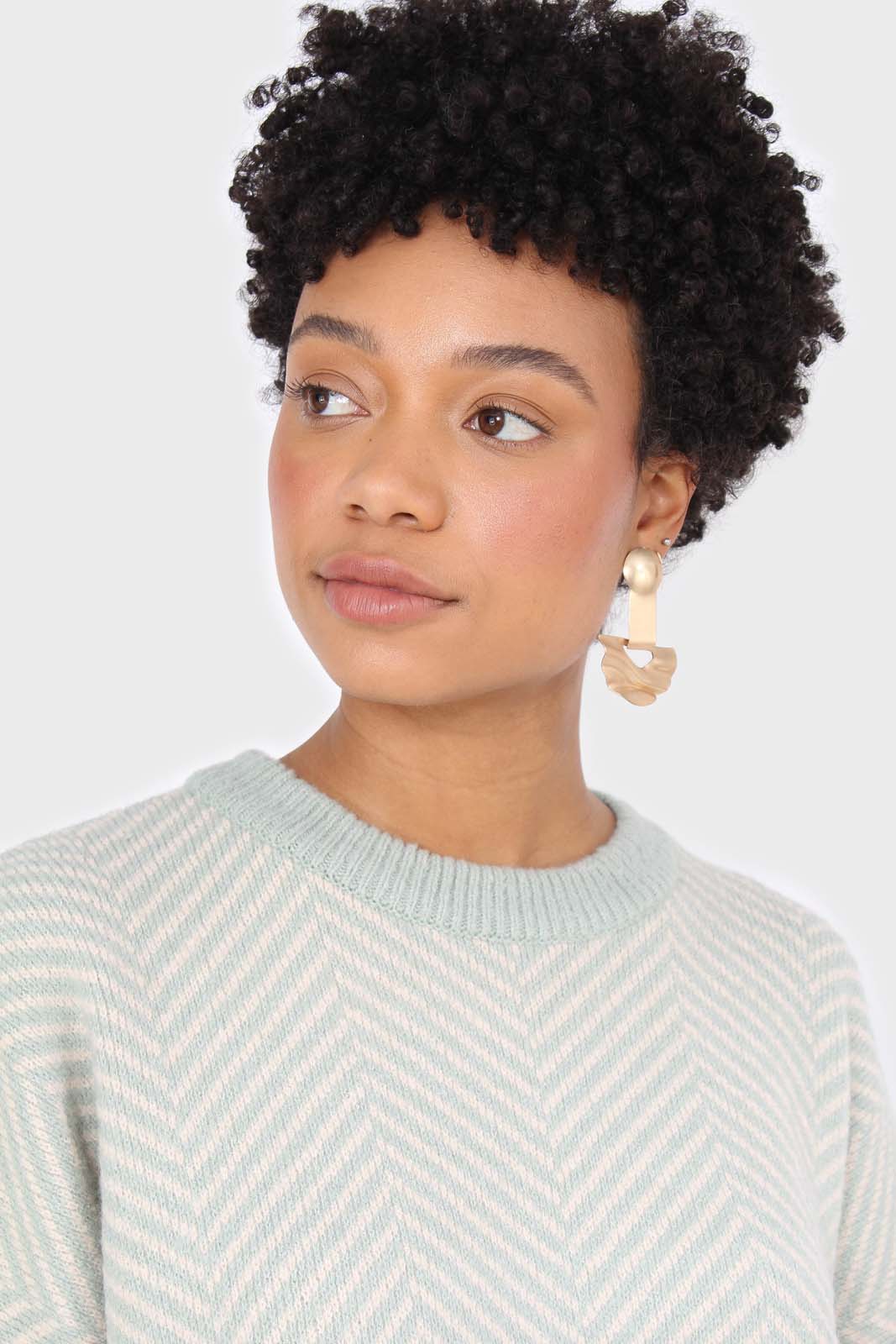 Mint herringbone fitted crew neck jumper