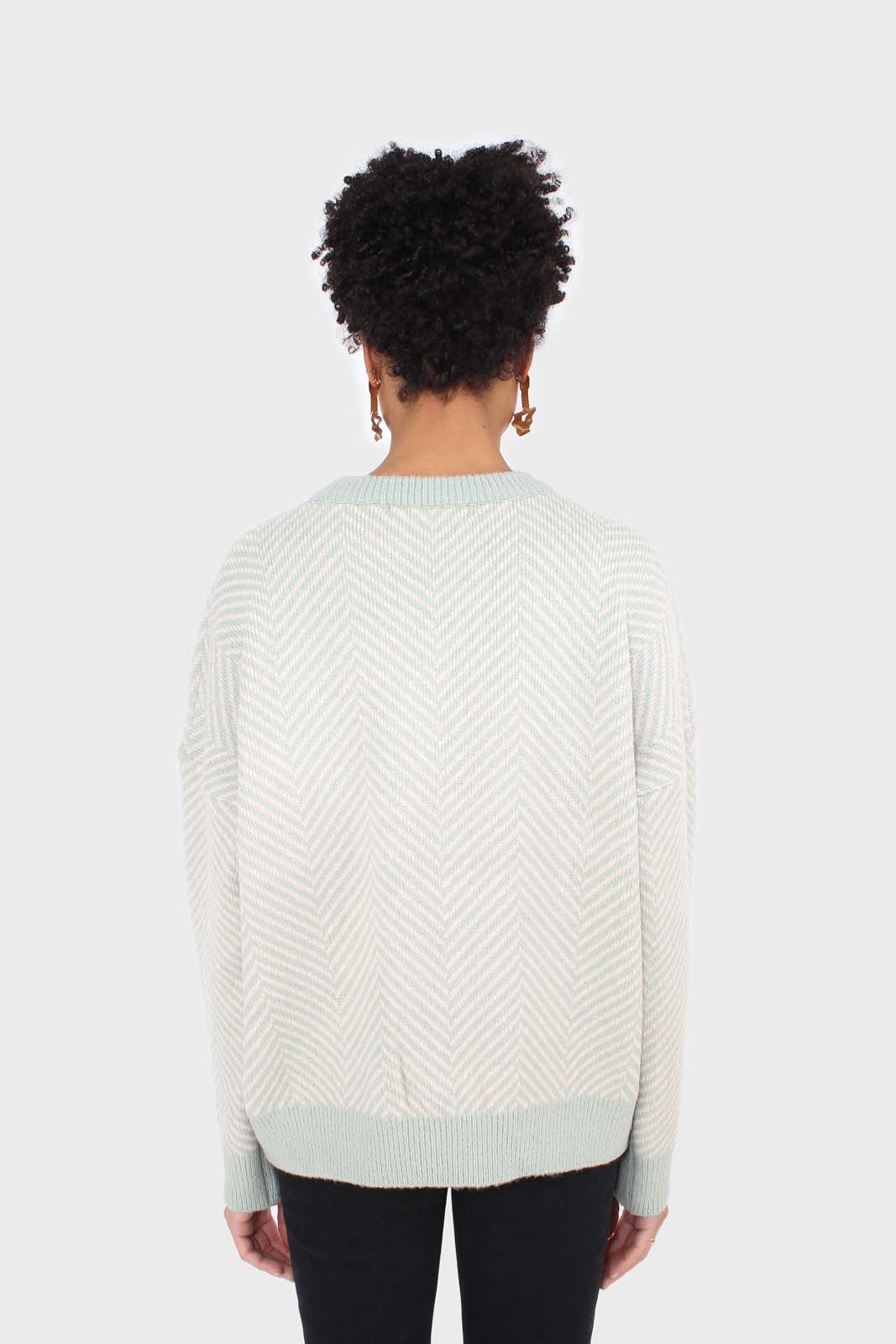 Mint herringbone fitted crew neck jumper