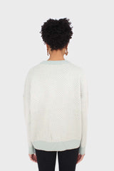 Mint herringbone fitted crew neck jumper
