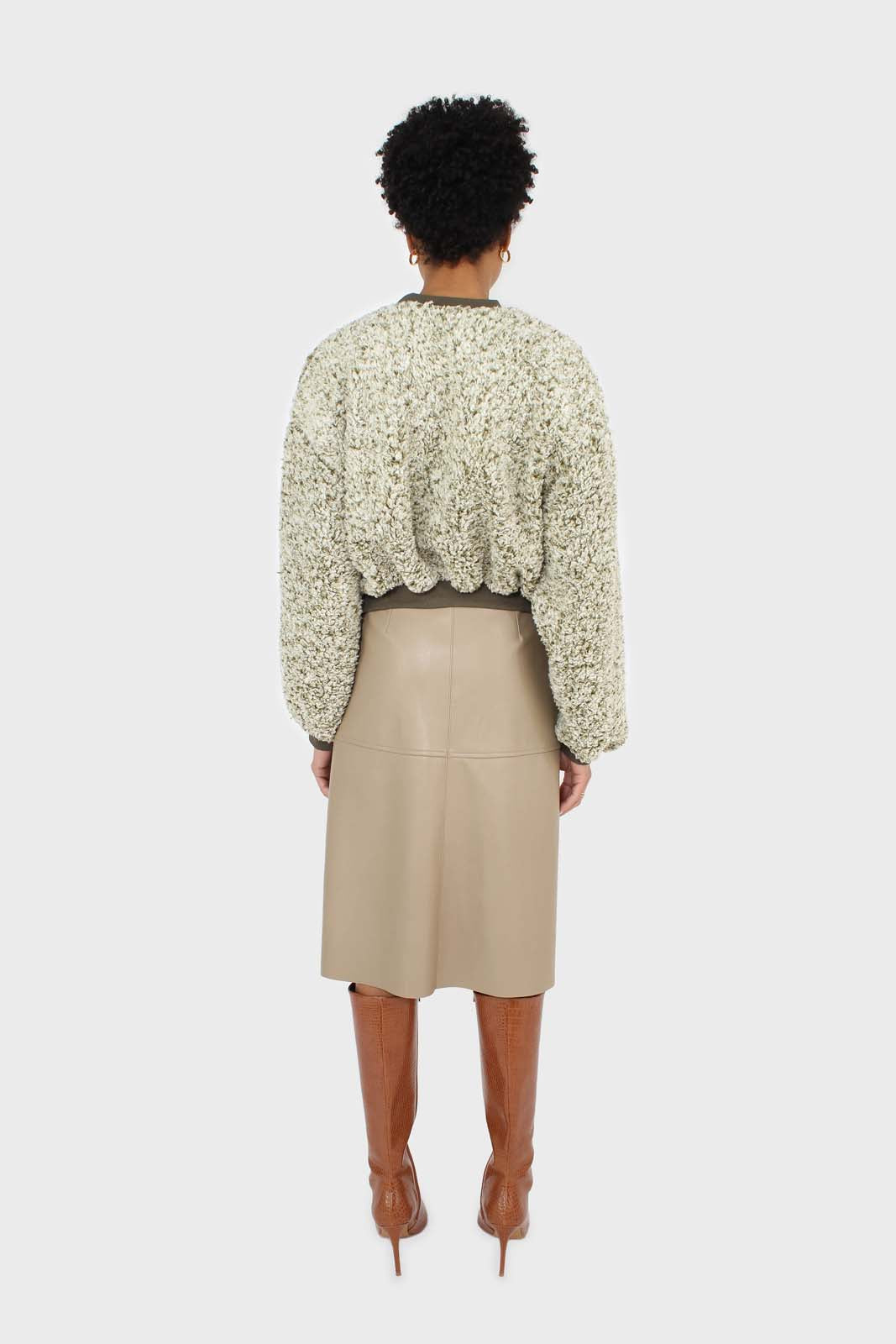 Khaki teddy cropped sweatshirt