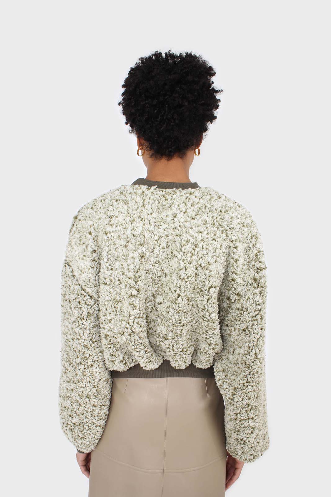 Khaki teddy cropped sweatshirt