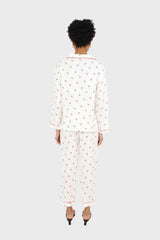 Ivory and red cherry pajama top and trousers set