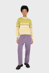 Yellow floral contrast colourblock jumper