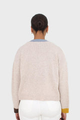 Oatmeal and blue contrast trim cardigan