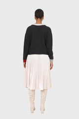 Charcoal and oatmeal contrast trim cardigan