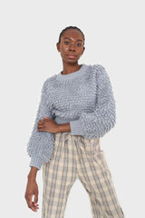 Beige and khaki plaid loose fit trousers