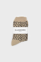 Beige and black metallic leopard print socks
