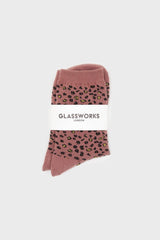 Pink and black metallic leopard print socks