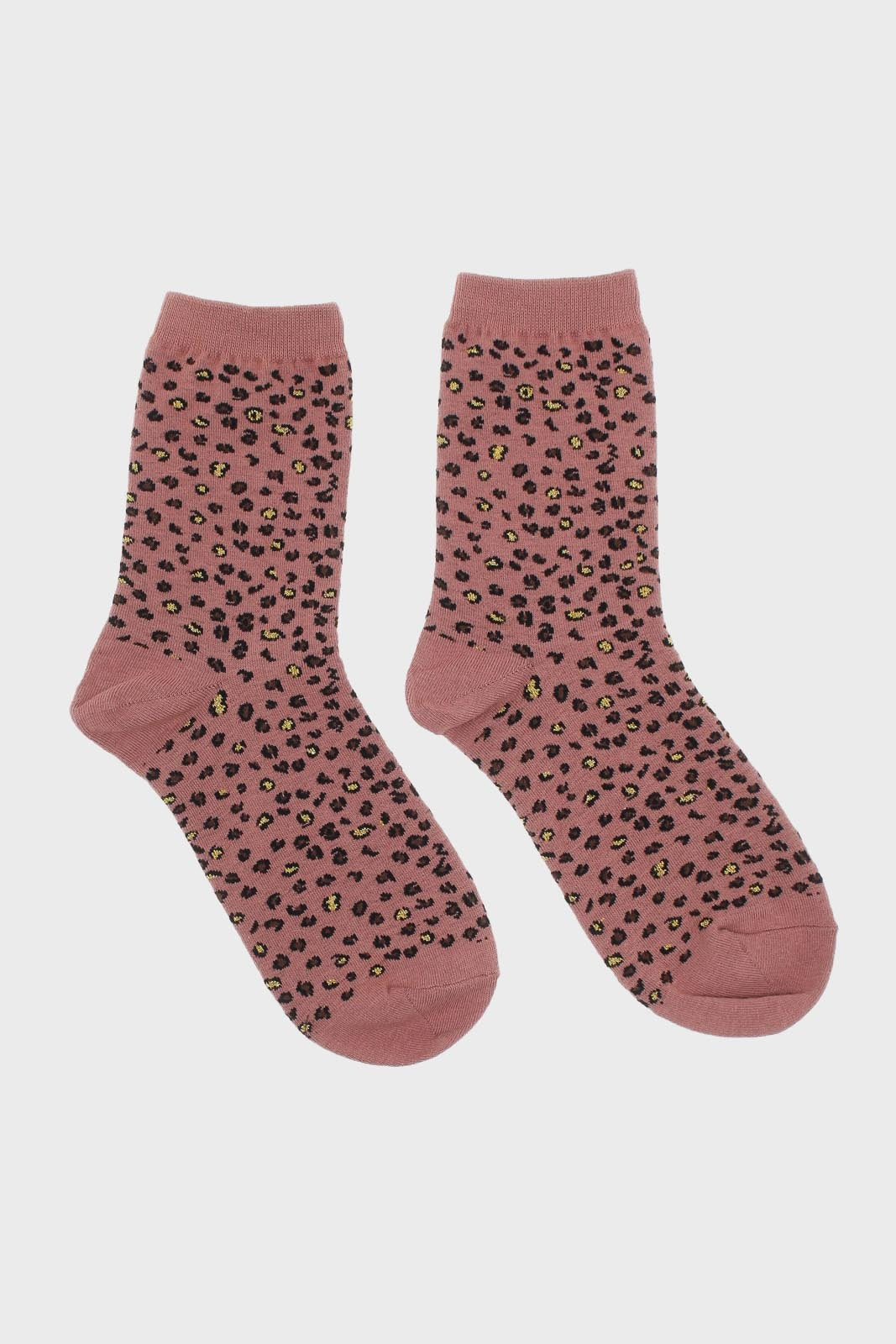 Pink and black metallic leopard print socks