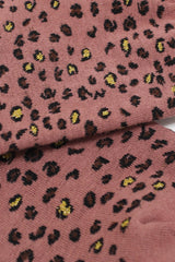 Pink and black metallic leopard print socks