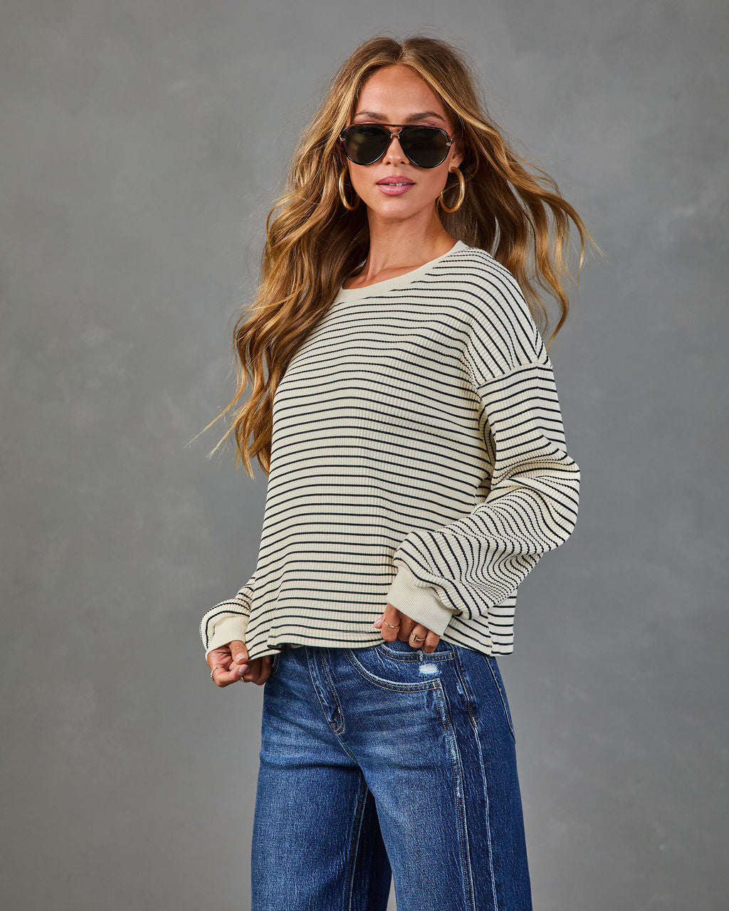 Studio Edit Striped Knit Top