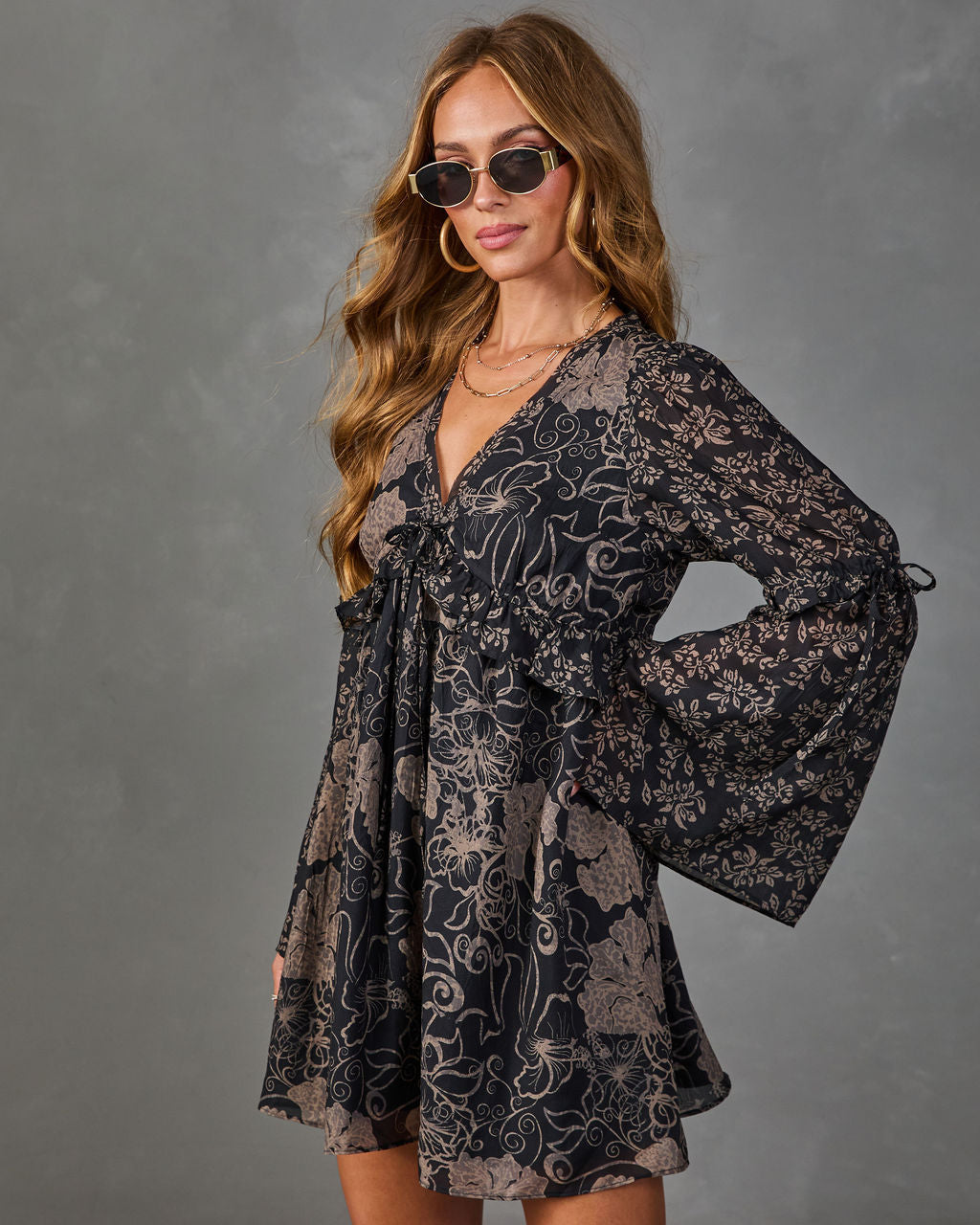 Autumn Rose Floral Mini Dress