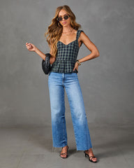 Harvest Social Plaid Peplum Tank Top