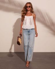 Weekend Bloom Floral Lace Eyelet Cami