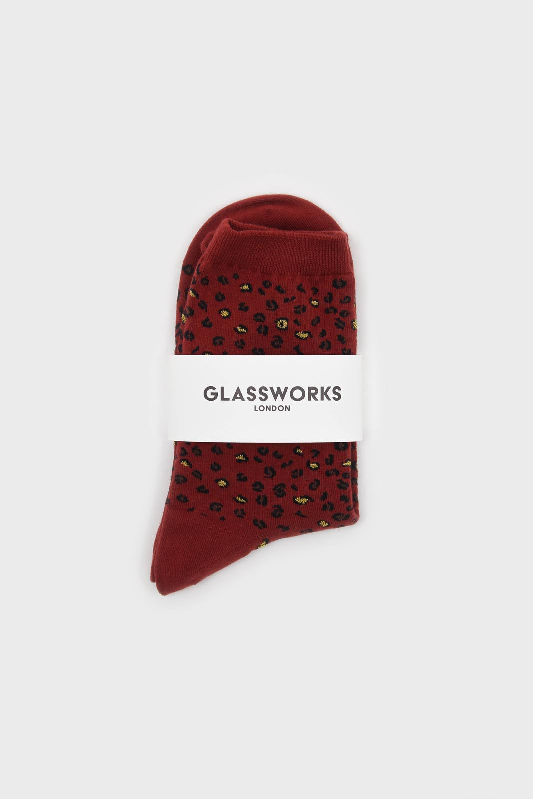 Red and black metallic leopard print socks
