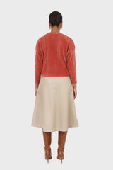 Orange ribbed velvet long sleeved top