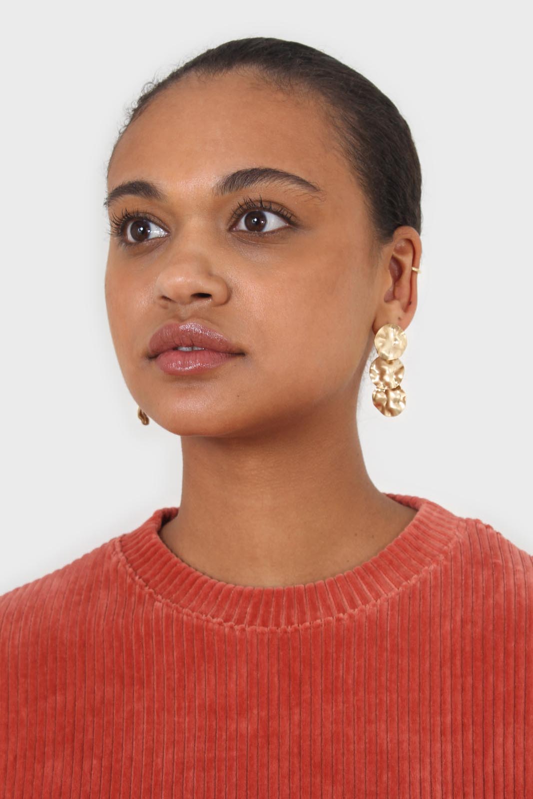 Orange ribbed velvet long sleeved top
